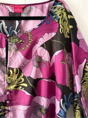 Sunny Leigh Pink & Black Floral Silk Blouse